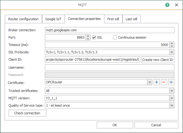 OPC Router – 連接屬性 OPC Router – 連接屬性